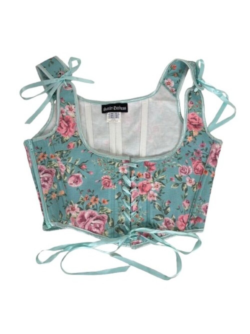 Scarlet Darkness Renaissance Mint Floral Underbust Corset Sz 8